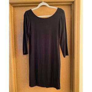 Leith scoop back long sleeve black dress